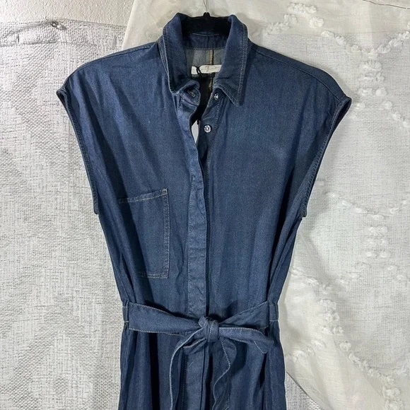 NWT 7 for all mankind angular pocket denim jumpsuit in rinsed night blue size S - Picture 2 of 11